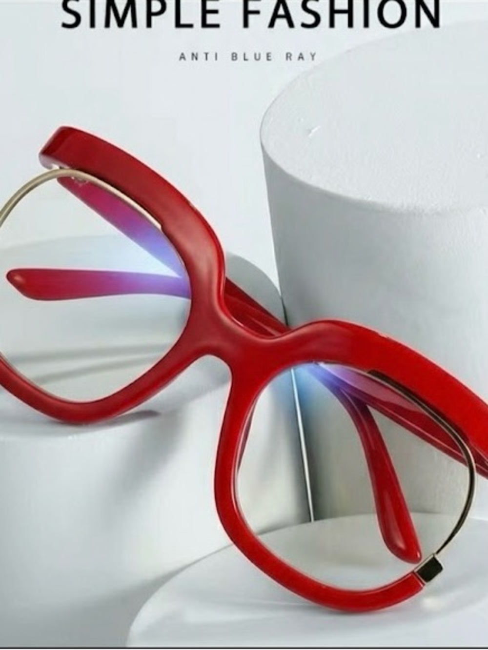 Anti Blue Light -Owl Square Optical Glasses Frames - Red NWT - Picture 5 of 5